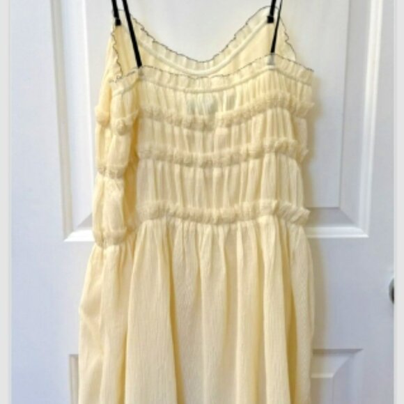 Zara Little Bow Textured Beige Black Straps Mini Dress Size M Feminine Beach Fun - Picture 3 of 9